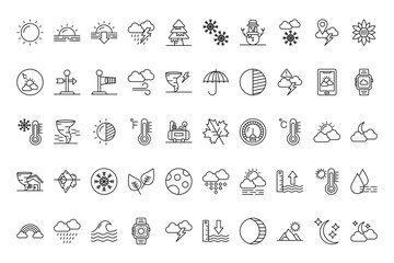 Various meteorological icons diverse weather states