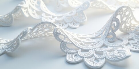 Obraz premium White lace overlay, fine threads, subtle shadows , fabric, craft, decor