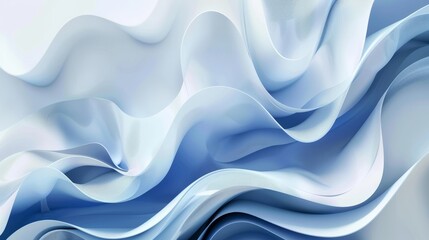 Fototapeta premium Elegant abstract wave background with dynamic curves in a blue and white color scheme. Smooth lines, minimal design, high detail, perfect for modern visuals.