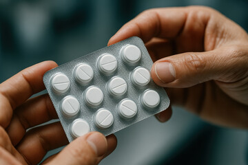 Pharmaceutical active ingredient tablets in blister pack held by hands representing importance of active pharmaceutical ingredient API in medicine