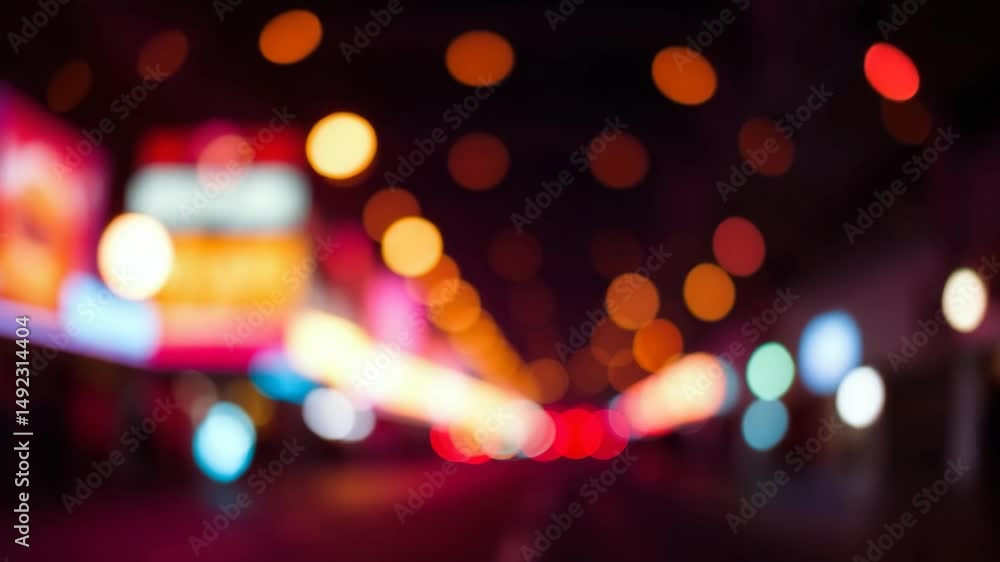 Poster a video showing vibrant blurred lights shining in darkness creating an abstract and colorful spectac