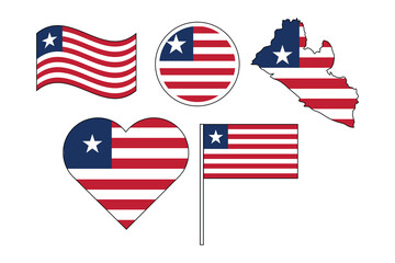 set of badges with flag of Liberia vector illustration