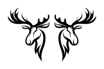 Stylized moose heads with antlers design element