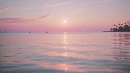 Fototapeta premium Water Horizon Afterglow At Serene Sunset