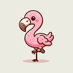 Flamingo vector, exotic pink bird drawing, cartoon tropical animal for seamless background pattern, nursery room wall decor, summer kids illustration, beach wildlife art print for home design