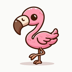 Flamingo vector, tropical beach bird flat icon, pink cute cartoon design for nursery wall art, seamless background pattern, wildlife summer illustration for kids decor, home print and fabric