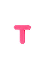 Colored clay shaped like the English letter T. Pink color