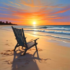 Illustration of sandy beach with amazing summer landscape.