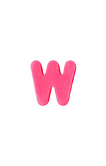 Colored clay shaped like the English letter W. Pink color