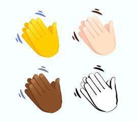 Clapping hands icon of various skin tones. Hand gesture emoji vector illustration.
