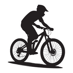 Silhouette Mountain Biker Rider Adventure Vector Illustration