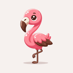 Flamingo vector, pink tropical bird drawing, cute animal illustration for summer seamless pattern, nursery room background, wildlife cartoon for kids decor, beach art print for home design