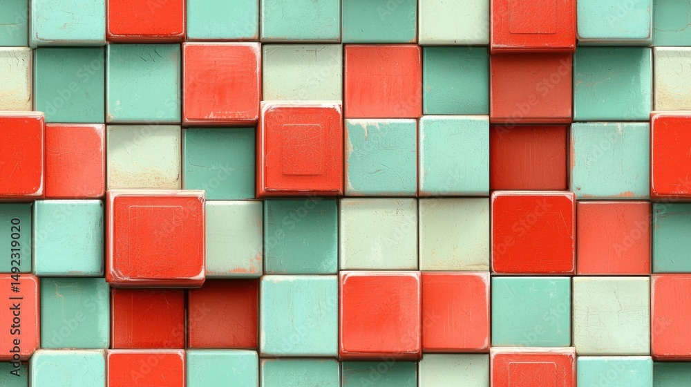 Poster retro cube pattern background.