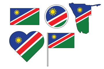 set of badges with flag of Namibia vector illustration