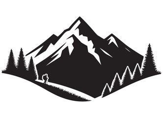 Mountain landscape adventure silhouette vector for hiking and outdoors