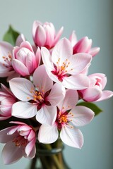 Fototapeta premium Delicate pink and white blossoms, bridal bouquet, pretty, bridal flowers