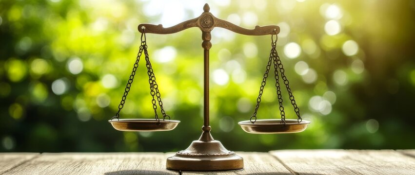 A scale weighing various items represents the process of evaluating choices to achieve a just and balanced result