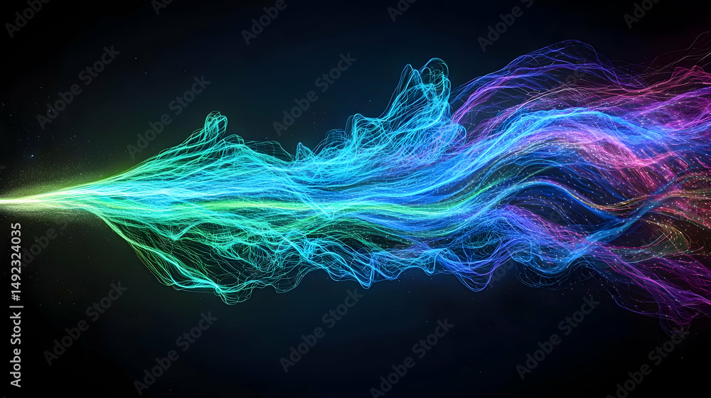 Poster abstract colorful glowing particle wave design