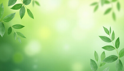 Obraz premium Green Leaves on Bokeh Background for Summer Presentation