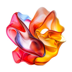 Abstract glass form, flow, molten shape, luminous effect, cut out transparent