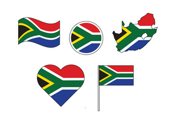 set of badges with flag of South Africa vector illustration