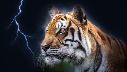 Fototapeta premium lightning tiger portrait