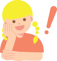 ひらめく、分かる、気づく笑顔の女性のイラスト
