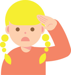 困った顔で探す女性のイラスト