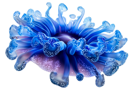 Iridescent flower like organism, tentacles, transparent cut out