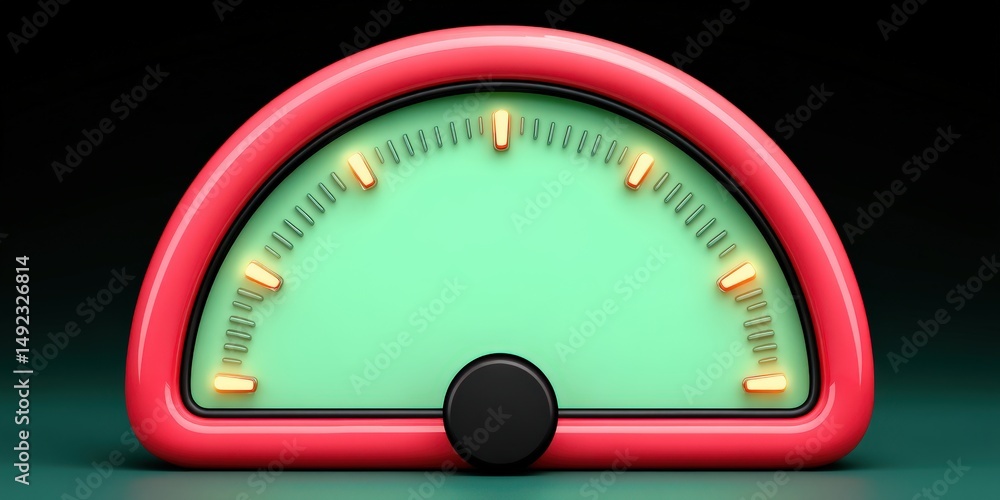 Poster a detailed 3d rendering of a vintage analog meter showcasing luminous orange indicators on a soft gr