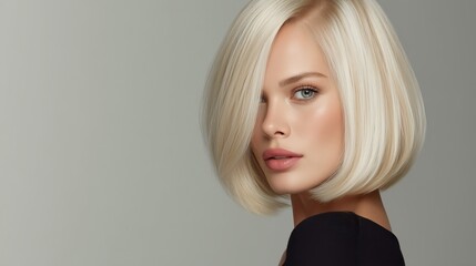 Ash Blonde to Bright Blonde Bob for woman. 