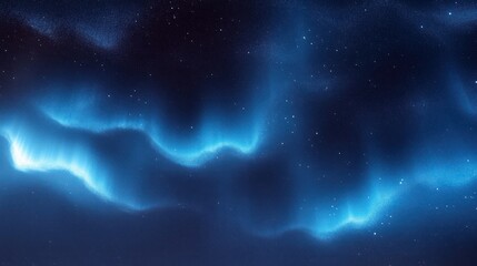 Naklejka premium calm night sky illuminated by flowing blue northern lights with scattered stars