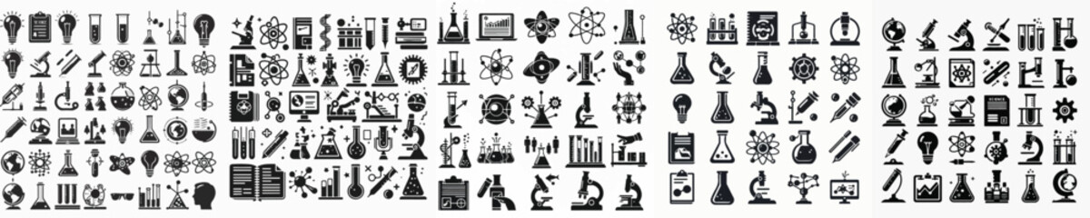 Obraz premium Vector set image silhouette of science