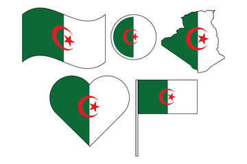 set of badges with flag of Algeria vector illustration