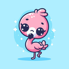 Flamingo vector, outline minimal pink bird, tropical flat animal icon, elegant cartoon drawing for summer theme wallpaper, seamless pattern, kids decor, wildlife nursery background for home design