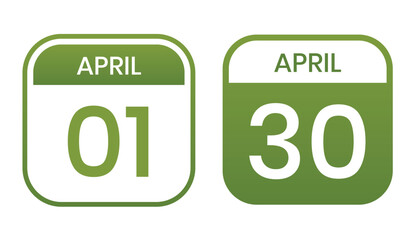 green color daily calendar editable vector file, calendar april with shape editable date