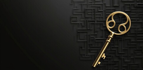 The image of a golden key on a dark, textured surface conveys access, security, and the concept of unlocking one's potential