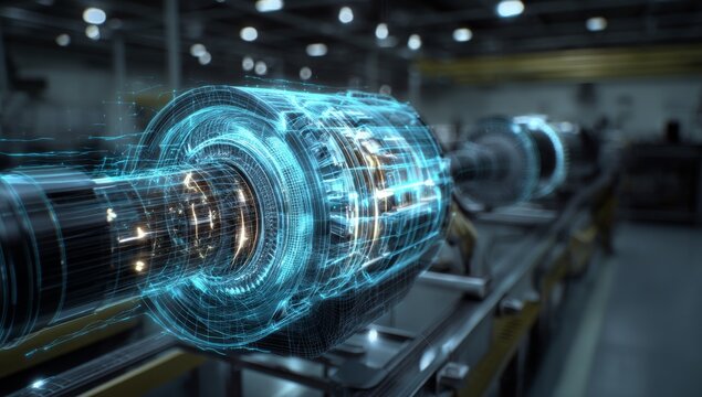 Futuristic Digital Engine Rendering