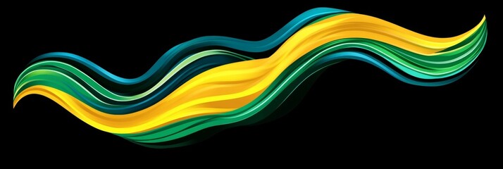 Wavy, Serpentine Banner Background in 3D Illustration Colors Design Element on Black