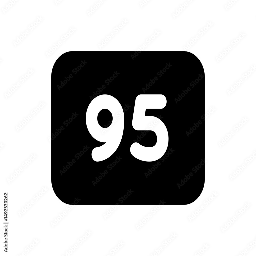 Poster the image displays a black rounded rectangle containing the number ninety five in a white sans serif