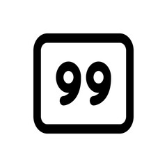 Ninety nine displayed inside a rounded square with a thick black border on a clean white background plain