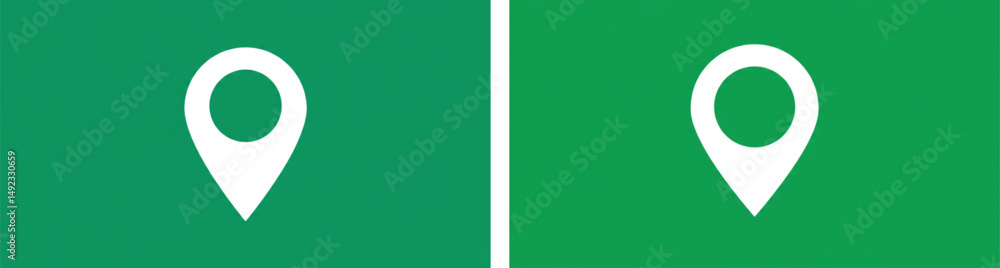 Poster green map pointer icons on green background | navigation and location graphics for mobile apps, ui d