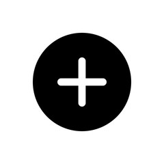 Obraz premium A simple graphic of a white plus sign centered within a black circle on a white background design icon