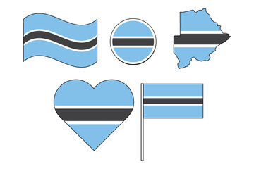 set of badges with flag of Botswana vector illustration