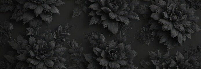 Intricate black charcoal floral wallpaper, textured, elegant  , tapestry, art, damask