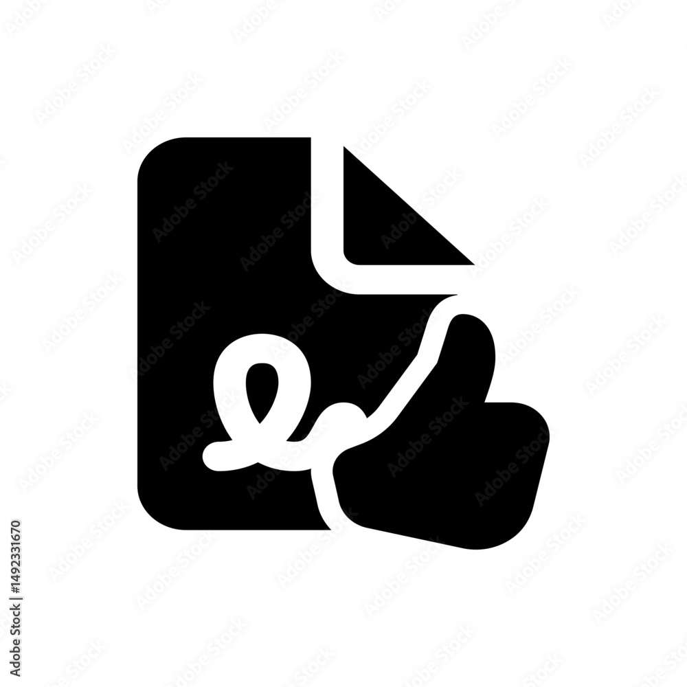 Poster black and white image of a document with a folded corner and a signature on the paper depicted clear