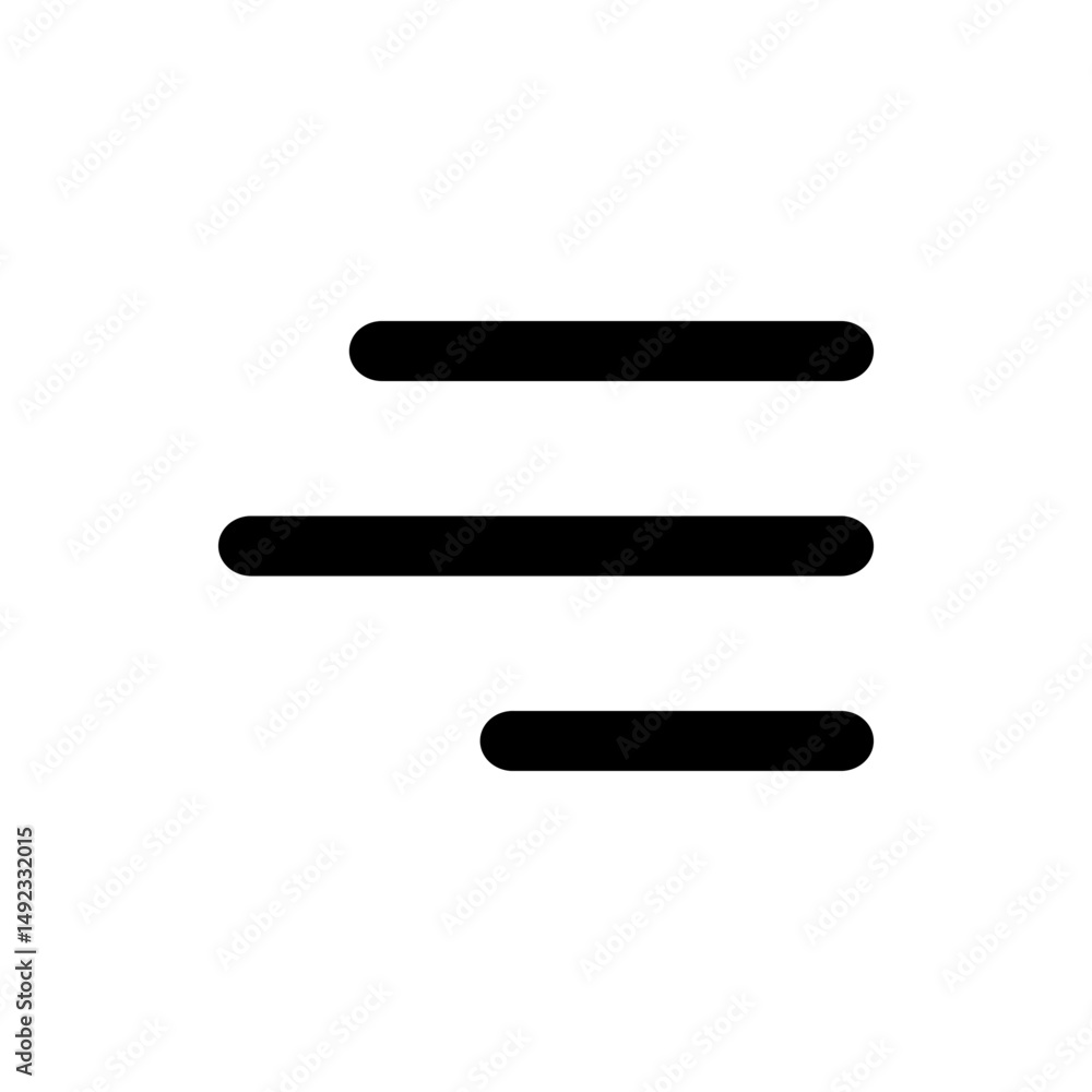 Poster three horizontal black bars of varying lengths aligned to the left on a white background menu icon
