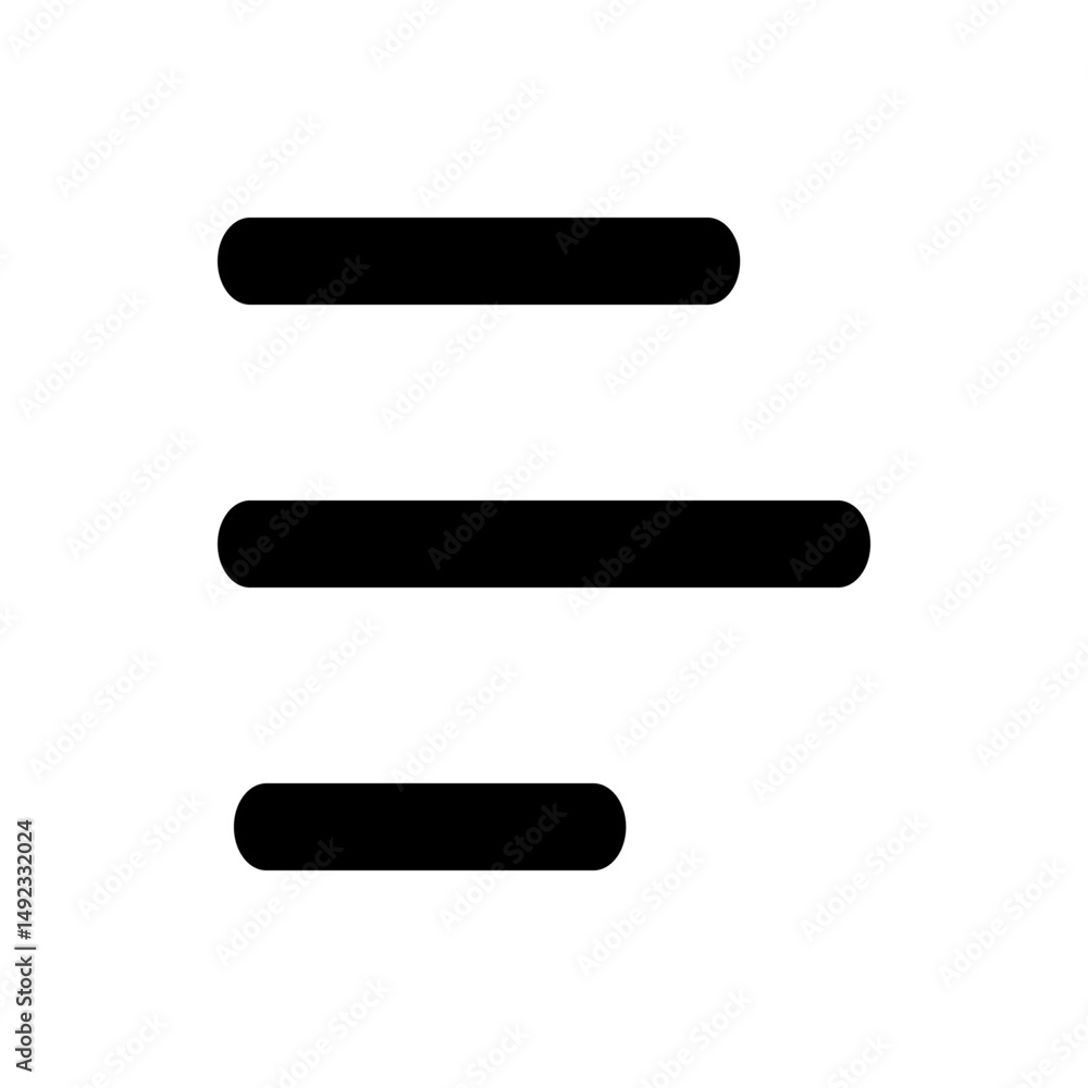 Aufkleber illustration of a menu icon with five horizontal bars of varying lengths in a simple black design