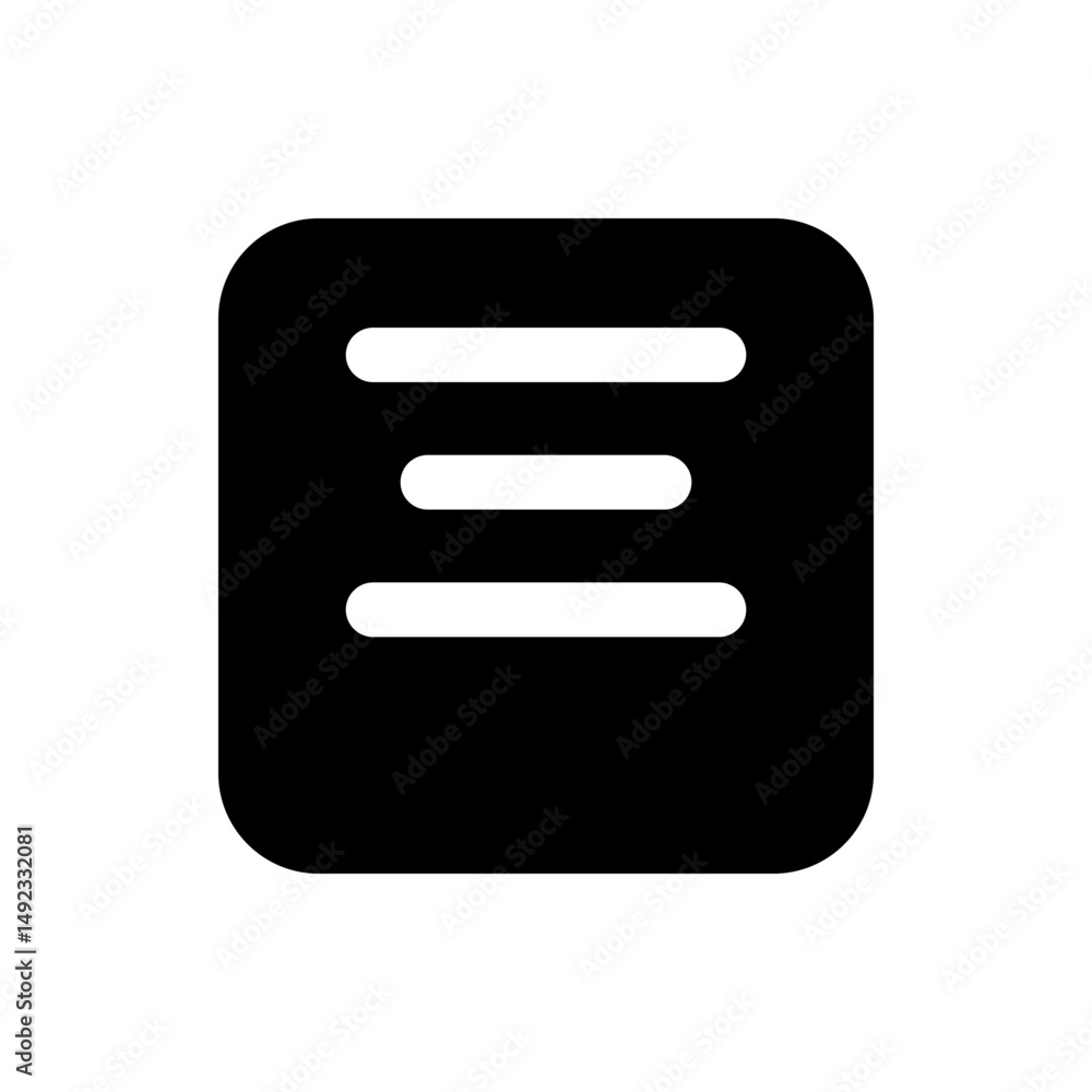 Poster black rounded square containing three horizontal lines arranged vertically with equal spacing inside