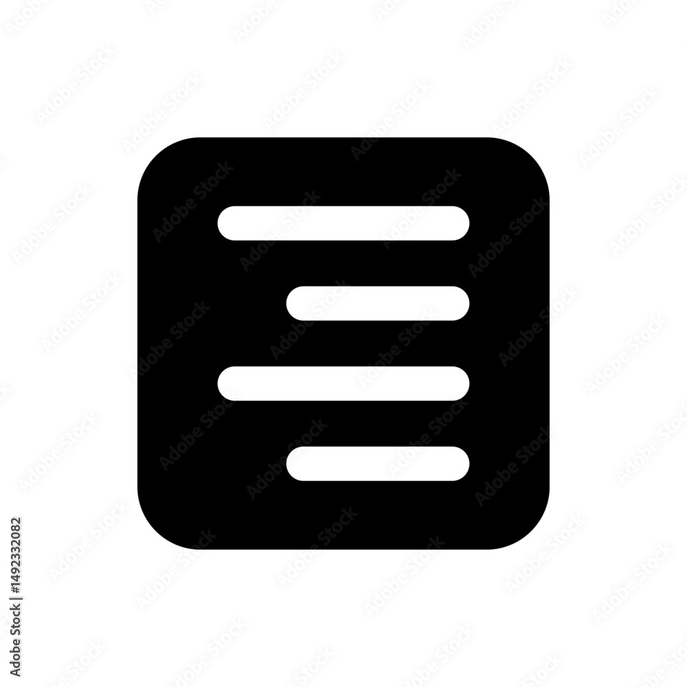 Aufkleber black square with rounded corners containing four horizontal white lines of varying lengths inside i